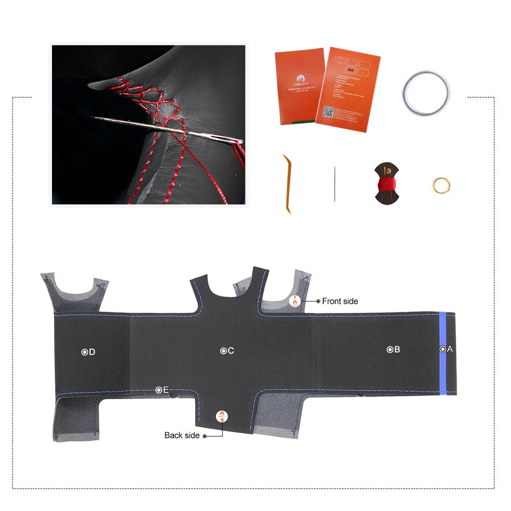 MEWANT Hand Stitch Black Leather Suede Car Steering Wheel Cover for Peugeot 207 Expert Partner - Mewant Cover