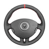 MEWANT Hand Stitch Black Leather Suede Car Steering Wheel Cover for Renault Clio 3 2005 - 2012 - Mewant Cover