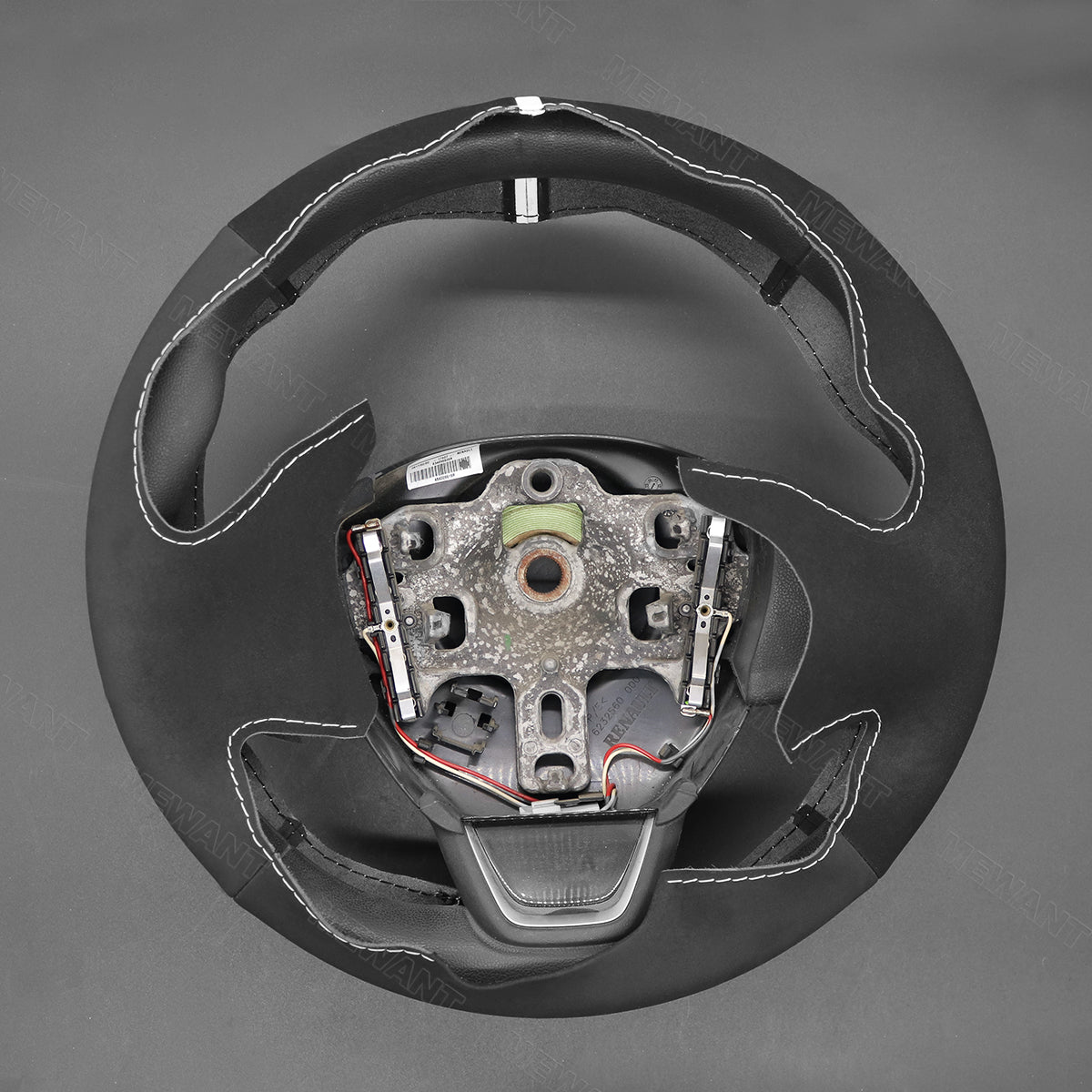 MEWANT Hand Stitch Black Leather Suede Car Steering Wheel Cover for Renault Kaptur Captur 2016 - 2020 - Alcantara, Leather, Carbon Fiber, Easy Install, Non - Slip, Best Steering Wheel Cover