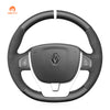 MEWANT Hand Stitch Black Leather Suede Car Steering Wheel Cover for Renault Laguna 3 2007 - 2015 - Mewant Cover