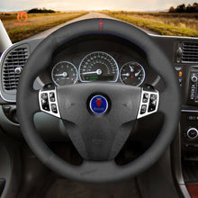 Bild in den Galerie-Viewer laden, MEWANT Hand Stitch Black Leather Suede Car Steering Wheel Cover for Saab 9 - 3 2006 - 2011/ 9 - 5 2006 - 2009 - Mewant Cover
