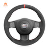 MEWANT Hand Stitch Black Leather Suede Car Steering Wheel Cover for Seat Leon Ibiza Altea XL Toledo - Mewant Cover