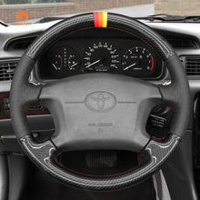 Carica l&#39;immagine nel visualizzatore Galleria, MEWANT Hand Stitch Black Leather Suede Car Steering Wheel Cover for Toyota 4Runner Camry Corolla Sienna Tundra - Mewant Cover
