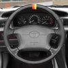 MEWANT Hand Stitch Black Leather Suede Car Steering Wheel Cover for Toyota 4Runner Camry Corolla Sienna Tundra - Mewant Cover