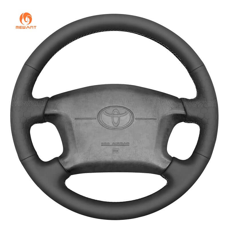 MEWANT Hand Stitch Black Leather Suede Car Steering Wheel Cover for Toyota 4Runner Camry Corolla Sienna Tundra - Alcantara, Leather, Carbon Fiber, Easy Install, Non - Slip, Best Steering Wheel Cover
