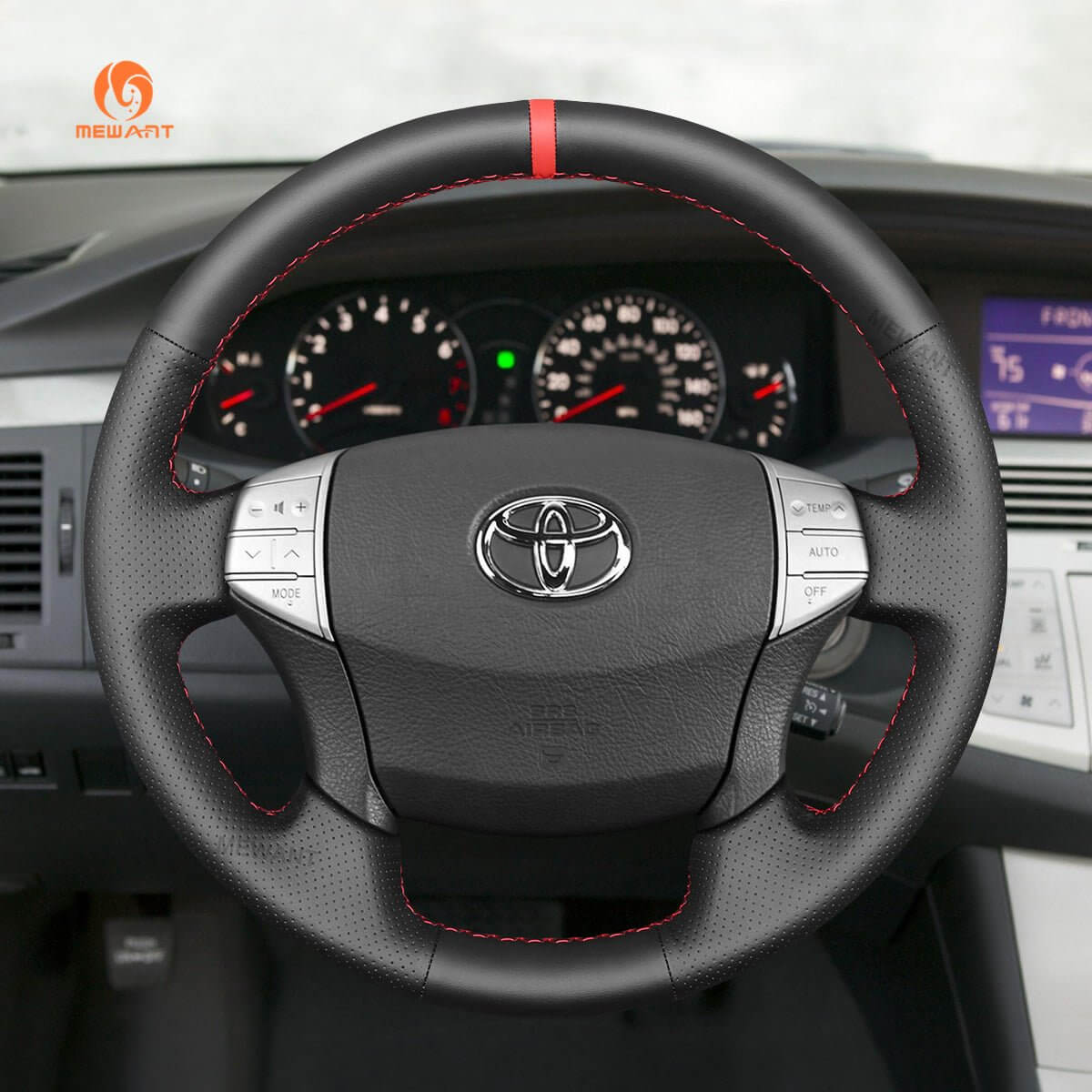 MEWANT Hand Stitch Black Leather Suede Car Steering Wheel Cover for Toyota Avalon 2005 - 2012 - Alcantara, Leather, Carbon Fiber, Easy Install, Non - Slip, Best Steering Wheel Cover