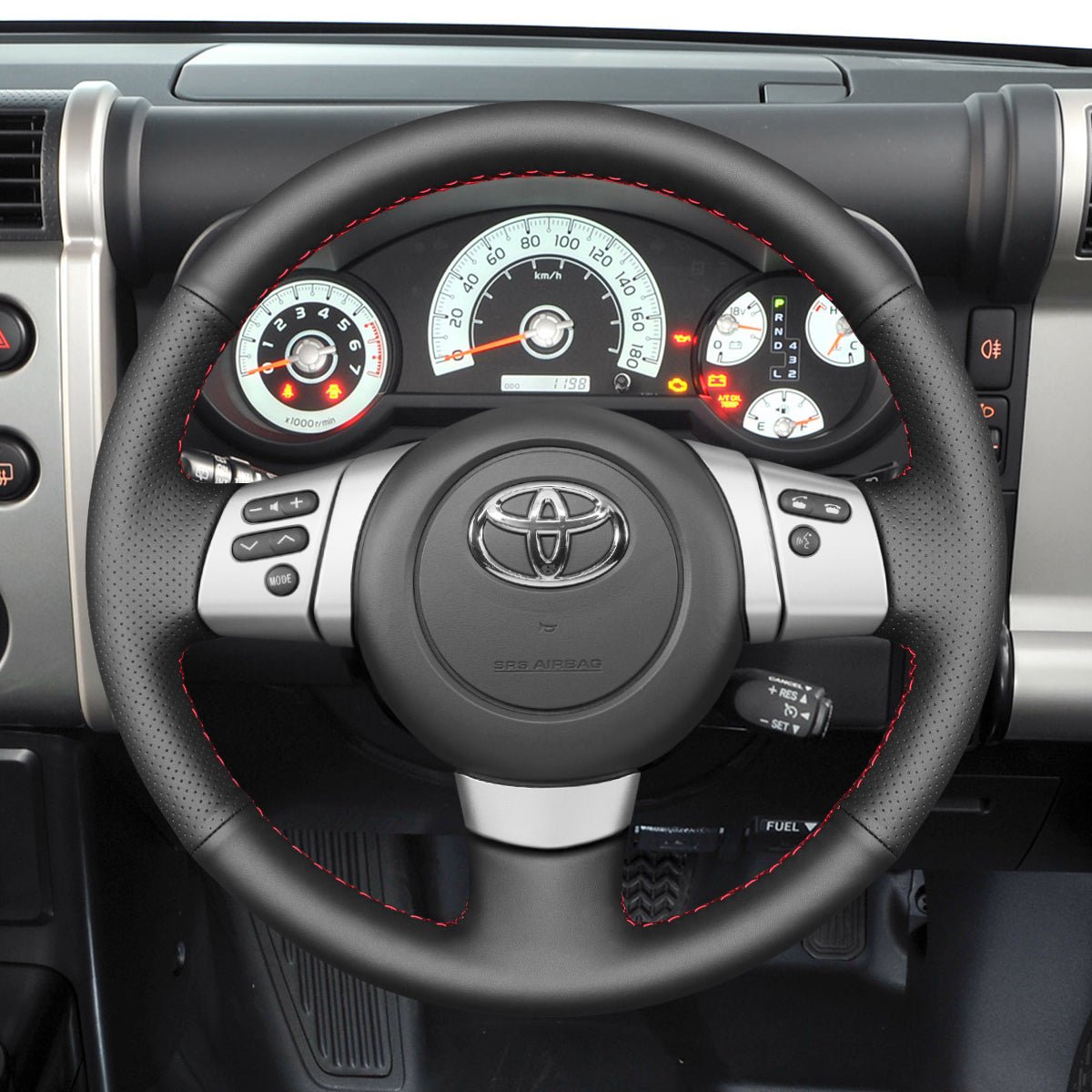 MEWANT Hand Stitch Black Leather Suede Car Steering Wheel Cover for Toyota FJ Cruiser 2011 - 2016 - Mewant Cover