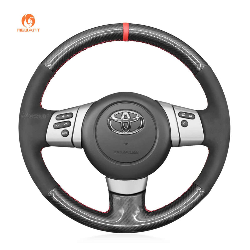 MEWANT Hand Stitch Black Leather Suede Car Steering Wheel Cover for Toyota FJ Cruiser 2011 - 2016 - Alcantara, Leather, Carbon Fiber, Easy Install, Non - Slip, Best Steering Wheel Cover