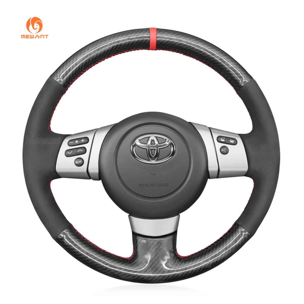 MEWANT Hand Stitch Black Leather Suede Car Steering Wheel Cover for Toyota FJ Cruiser 2011 - 2016 - Alcantara, Leather, Carbon Fiber, Easy Install, Non - Slip, Best Steering Wheel Cover