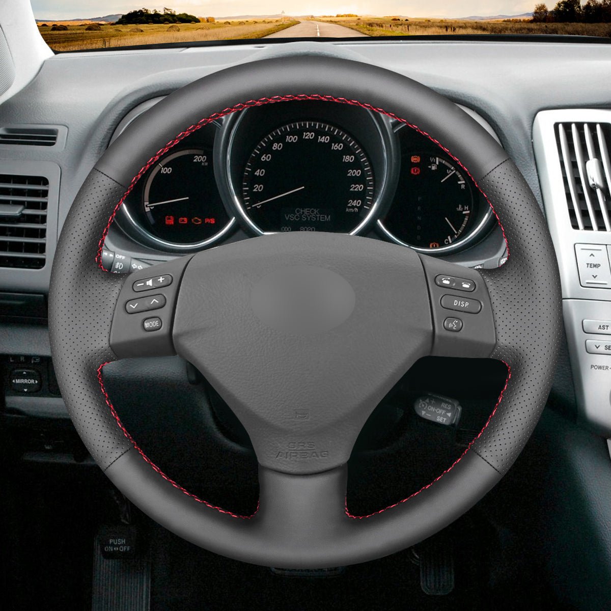 MEWANT Hand Stitch Black Leather Suede Carbon Fiber Car Steering Wheel Cover for Lexus RX330 RX400h RX400 2004 - 2007 - Alcantara, Leather, Carbon Fiber, Easy Install, Non - Slip, Best Steering Wheel Cover