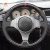 MEWANT Hand Stitch Black Leather Suede Carbon Fiber Car Steering Wheel Cover for Mitsubishi Lancer Evolution EVO IX 9 / VIII 8 / VII 7 - Alcantara, Leather, Carbon Fiber, Easy Install, Non - Slip, Best Steering Wheel Cover