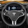 MEWANT Hand Stitch Black Matte Carbon Fiber Suede or Leather Car Steering Wheel Cover for Tesla Model S 2012 - 2021 / Model X 2016 - 2020 - Mewant Cover