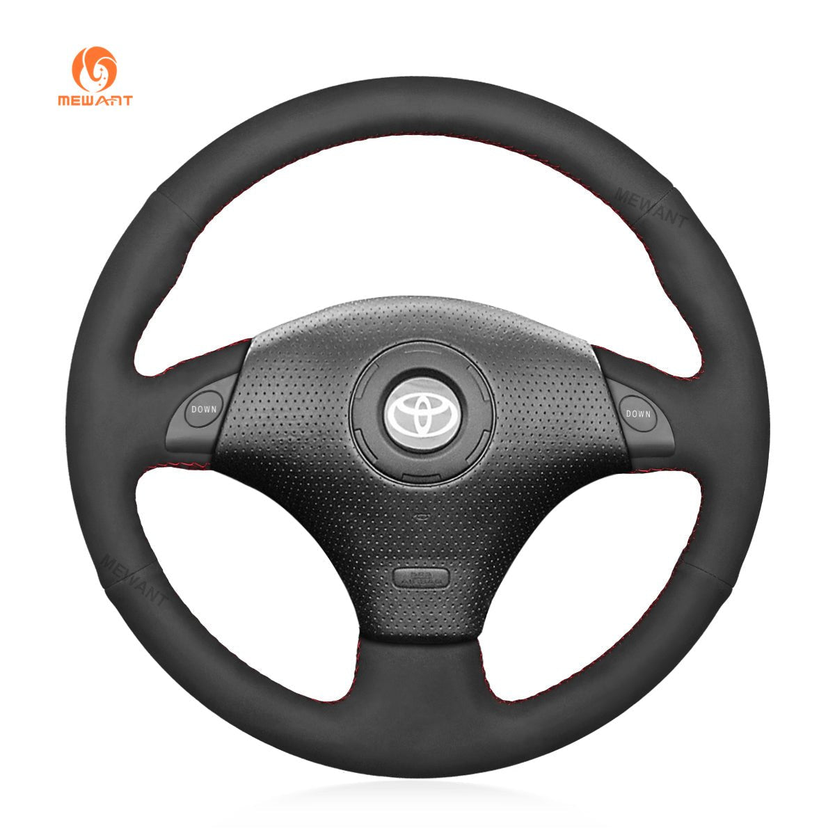 MEWANT Hand Stitch Black PU Leather Real Genuine Leather Suede Car Steering Wheel Cover for Toyota RAV4 Celica MR2 MR - S Supra Caldina 1996 - 2007 - Alcantara, Leather, Carbon Fiber, Easy Install, Non - Slip, Best Steering Wheel Cover