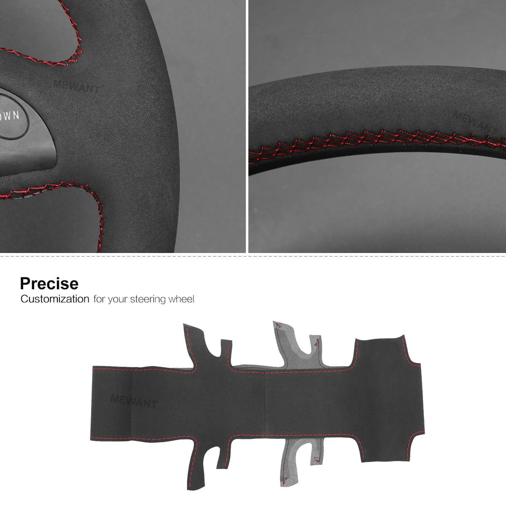 MEWANT Hand Stitch Black PU Leather Real Genuine Leather Suede Car Steering Wheel Cover for Toyota RAV4 Celica MR2 MR - S Supra Caldina 1996 - 2007 - Alcantara, Leather, Carbon Fiber, Easy Install, Non - Slip, Best Steering Wheel Cover