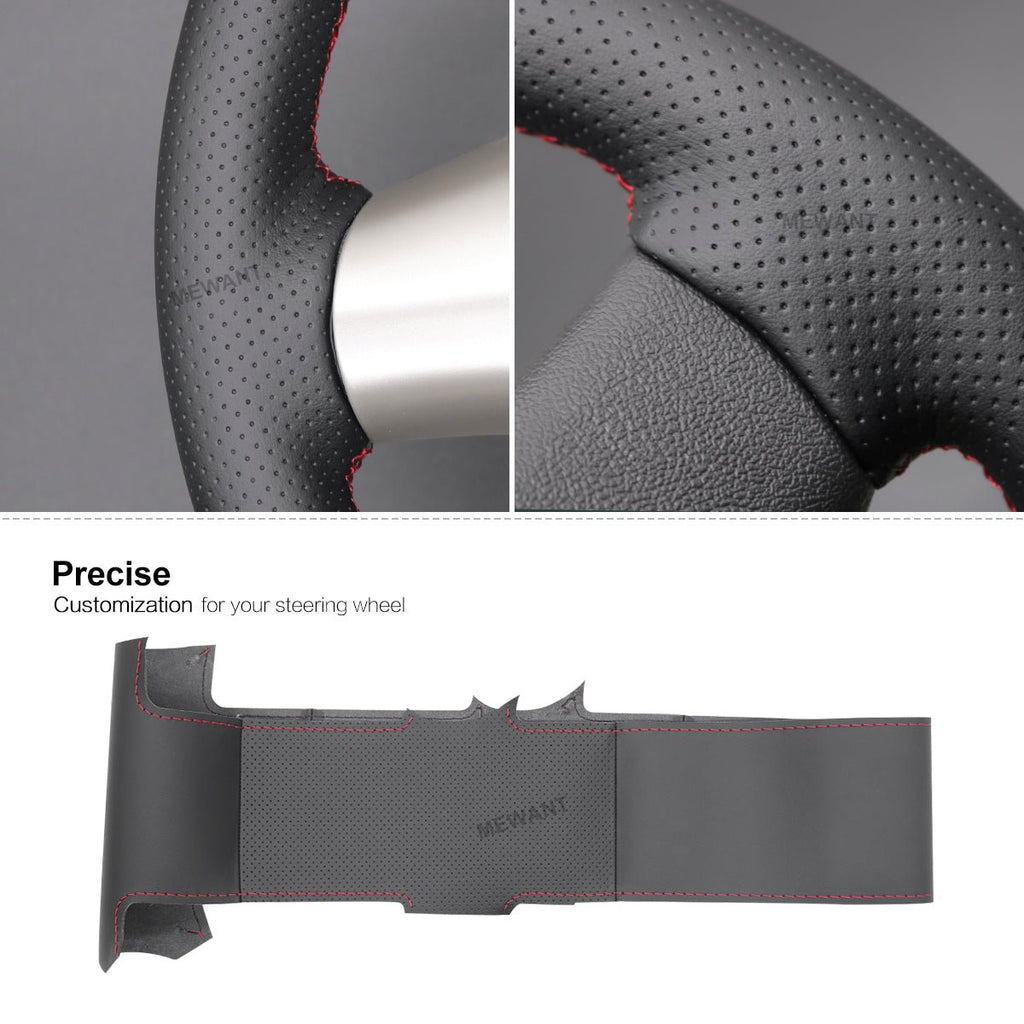 MEWANT Hand Stitch Black Real Genuine Leather Car Steering Wheel Cover for Chevrolet Corvette 2006 - 2011 - Mewant Cover