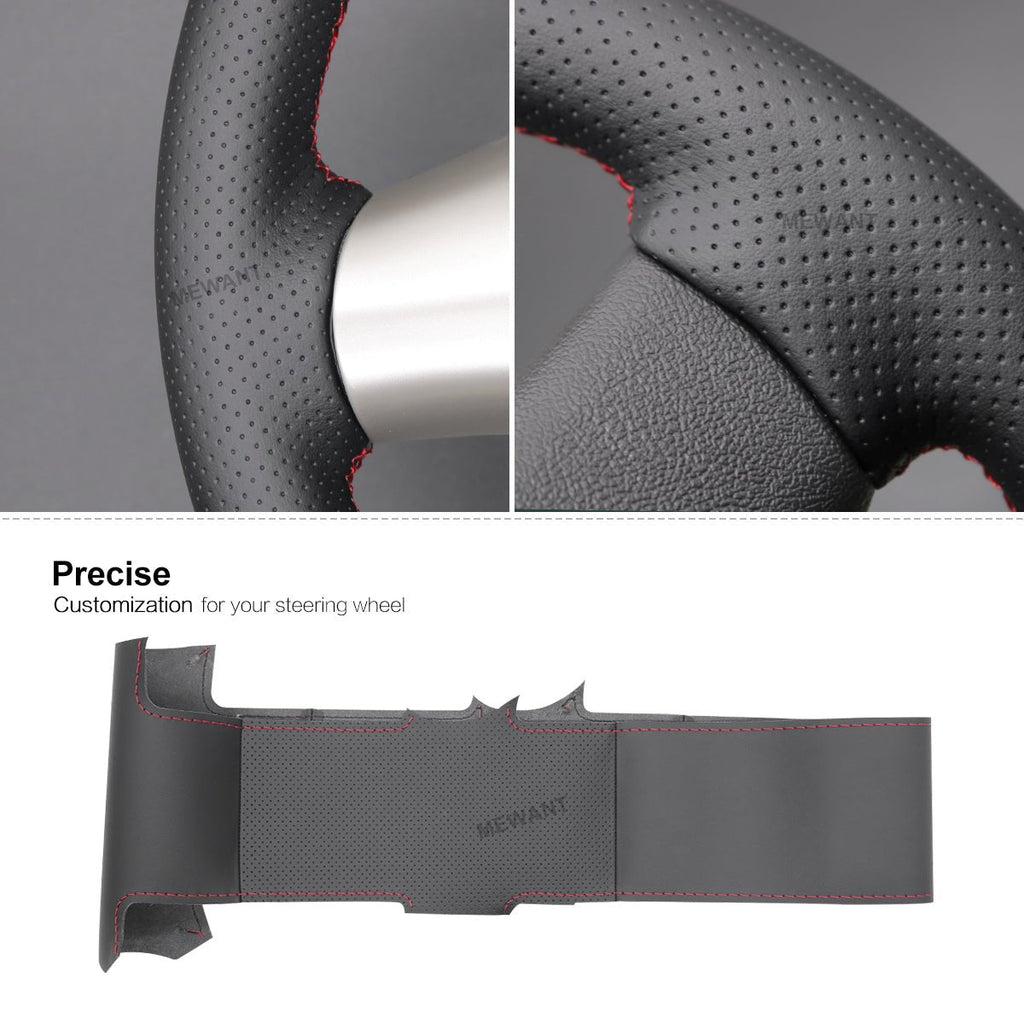 MEWANT Hand Stitch Black Real Genuine Leather Car Steering Wheel Cover for Chevrolet Corvette 2006 - 2011 - Alcantara, Leather, Carbon Fiber, Easy Install, Non - Slip, Best Steering Wheel Cover