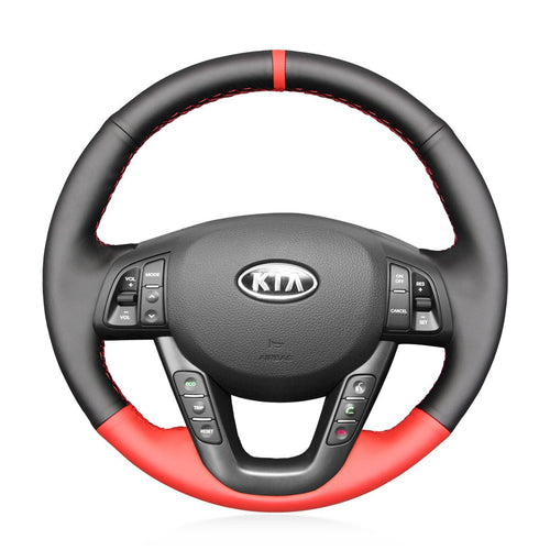 MEWANT Hand Stitch Black Red PU Leather Car Steering Wheel Cover for Kia K5 Optima 2011 - 2013 - Mewant Cover