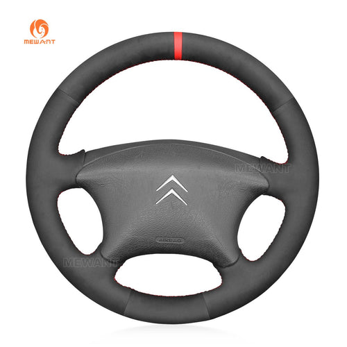 MEWANT Hand Stitch Black Suede Car Steering Wheel Cover for Citroen Xsara 2002 - 2006 Xsara Picasso 2003 - 2010 Berlingo 2003 - 2008 - Mewant Cover