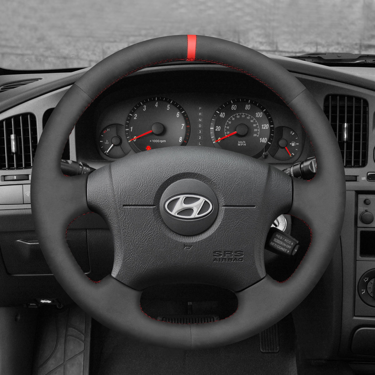 MEWANT Hand Stitch Black Suede Car Steering Wheel Cover for Hyundai Elantra 2001 - 2008 - Mewant Cover