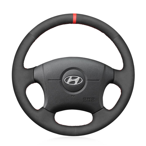 MEWANT Hand Stitch Black Suede Car Steering Wheel Cover for Hyundai Elantra 2001 - 2008 - Mewant Cover