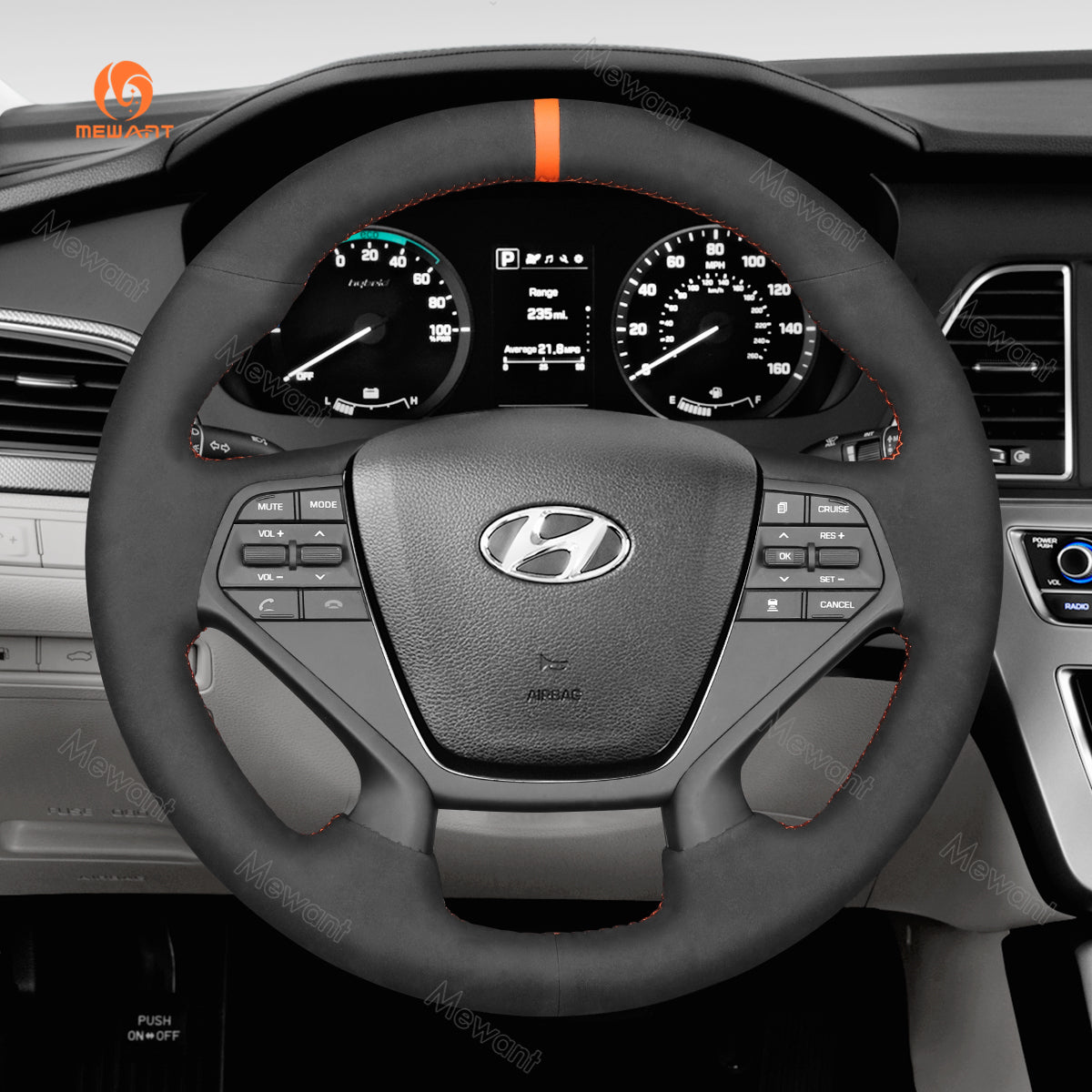 MEWANT Hand Stitch Black Suede Car Steering Wheel Cover for Hyundai Sonata (4 - Spoke) - Mewant Cover