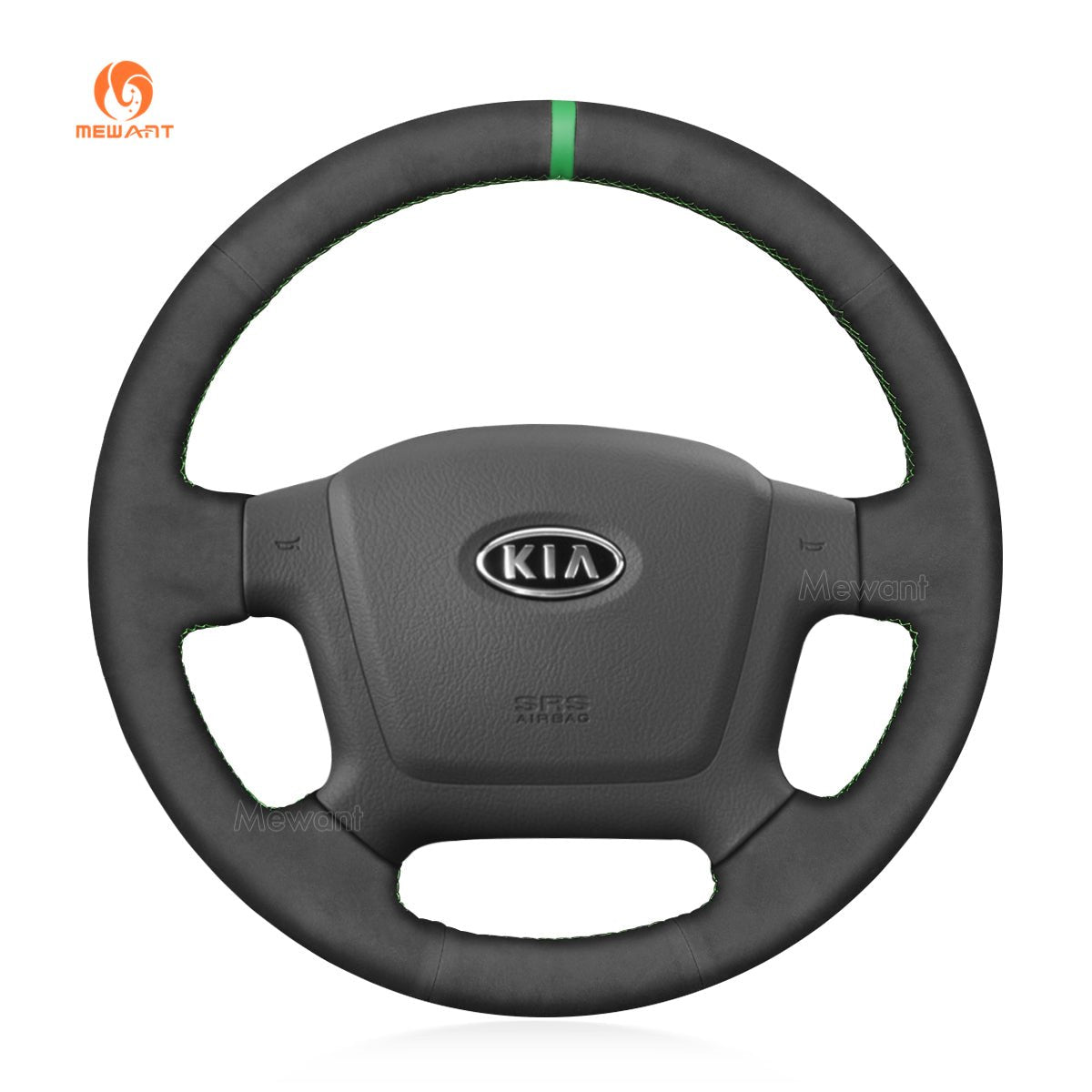 MEWANT Hand Stitch Black Suede Car Steering Wheel Cover for Kia Spectra (Spectra5) Cerato Soul - Alcantara, Leather, Carbon Fiber, Easy Install, Non - Slip, Best Steering Wheel Cover