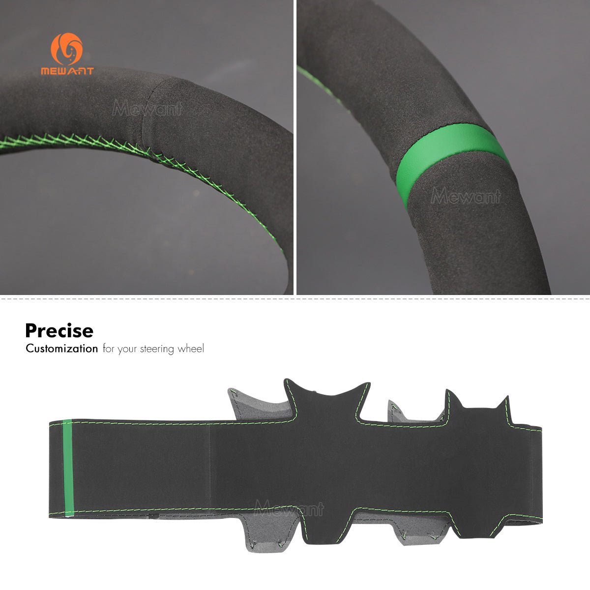 MEWANT Hand Stitch Black Suede Car Steering Wheel Cover for Kia Spectra (Spectra5) Cerato Soul - Alcantara, Leather, Carbon Fiber, Easy Install, Non - Slip, Best Steering Wheel Cover