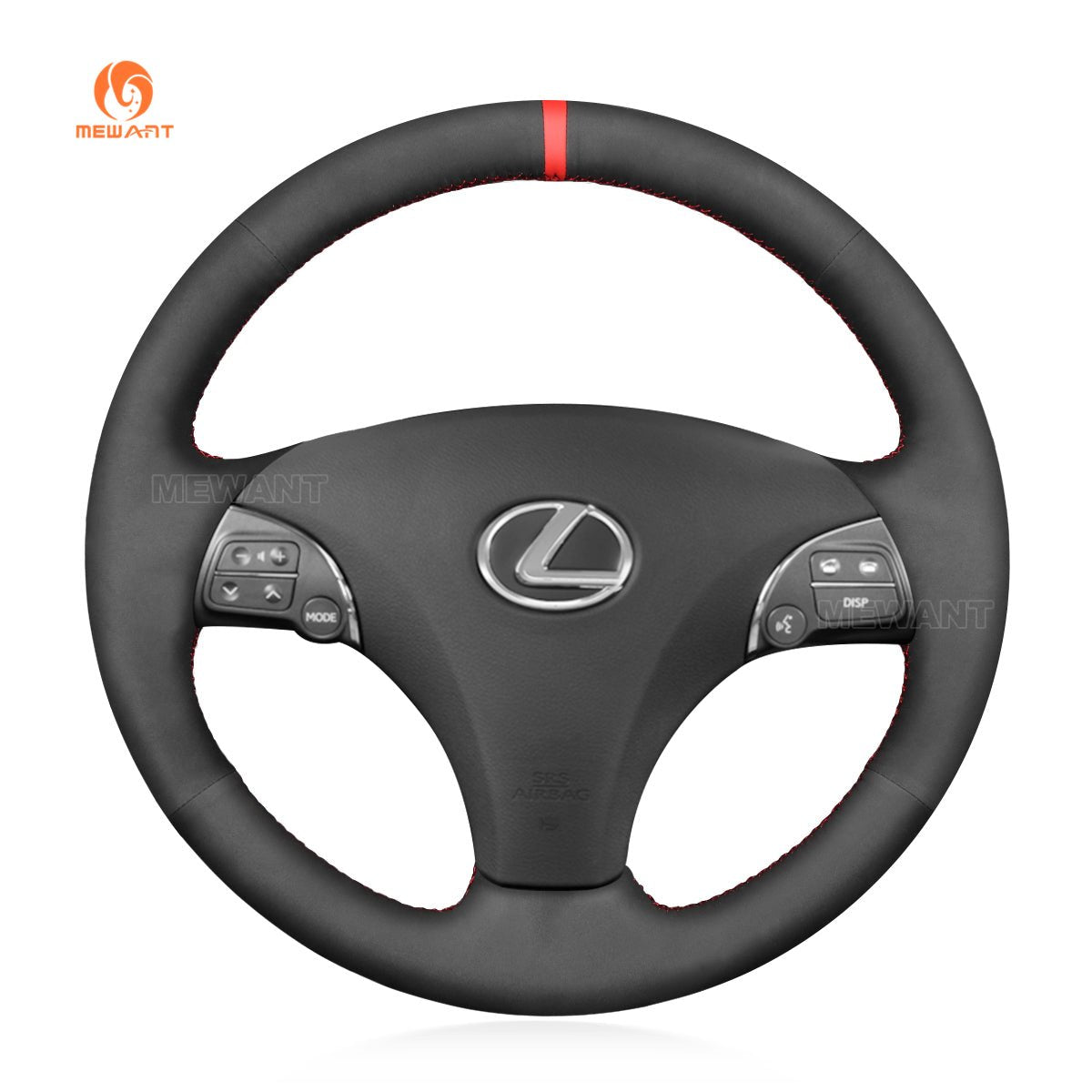 MEWANT Hand Stitch Black Suede Car Steering Wheel Cover for Lexus ES240 ES250 ES300 ES350 2007 - 2012 / GS350 GS450h GS460 2009 2010 - Alcantara, Leather, Carbon Fiber, Easy Install, Non - Slip, Best Steering Wheel Cover