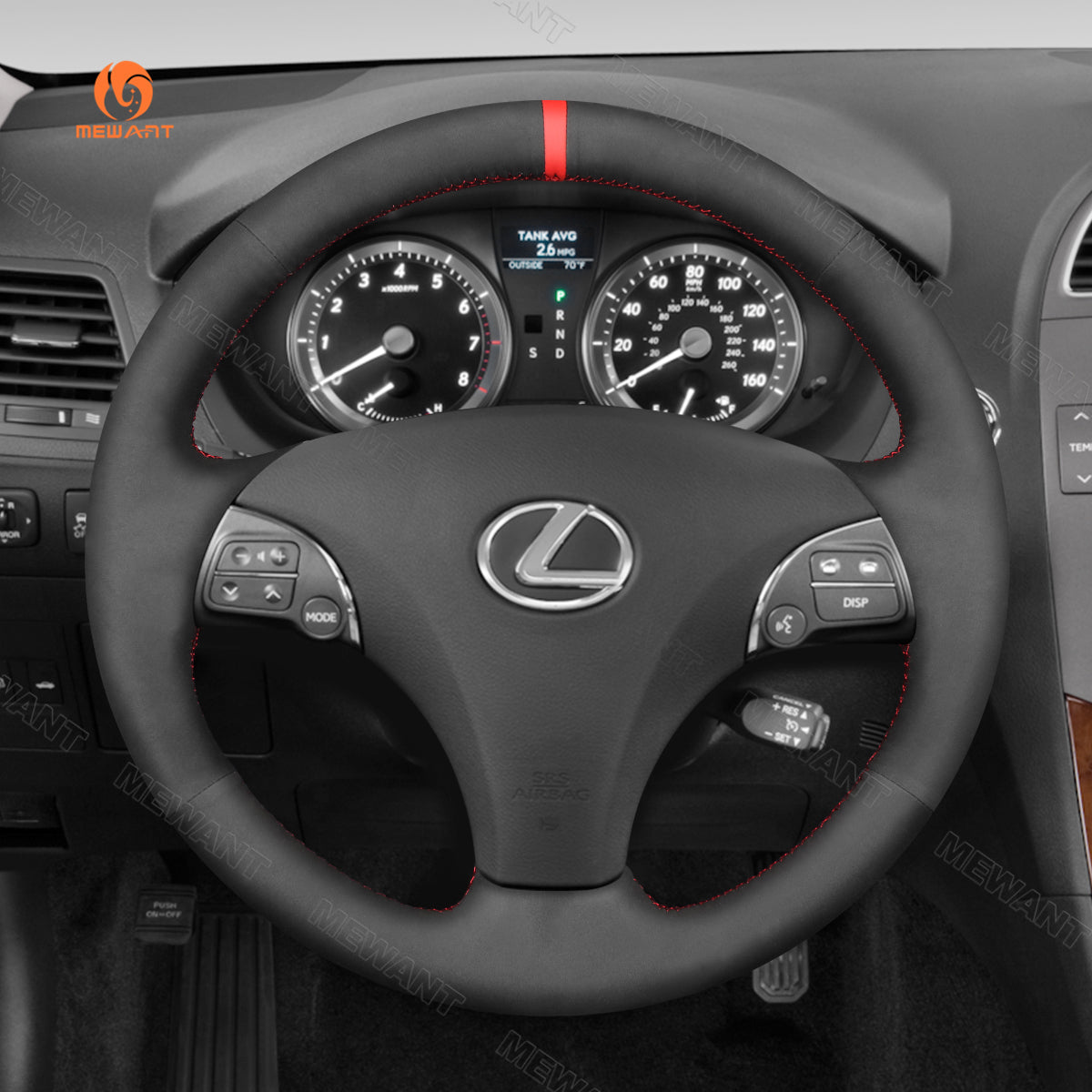 MEWANT Hand Stitch Black Suede Car Steering Wheel Cover for Lexus ES240 ES250 ES300 ES350 2007 - 2012 / GS350 GS450h GS460 2009 2010 - Alcantara, Leather, Carbon Fiber, Easy Install, Non - Slip, Best Steering Wheel Cover