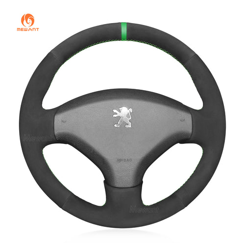 MEWANT Ｈand Stitch Black Suede Car Steering Wheel Cover for Peugeot 308 2007 - 2013(EU) / for Peugeot 408 2012 - 2014(RU) - Mewant Cover