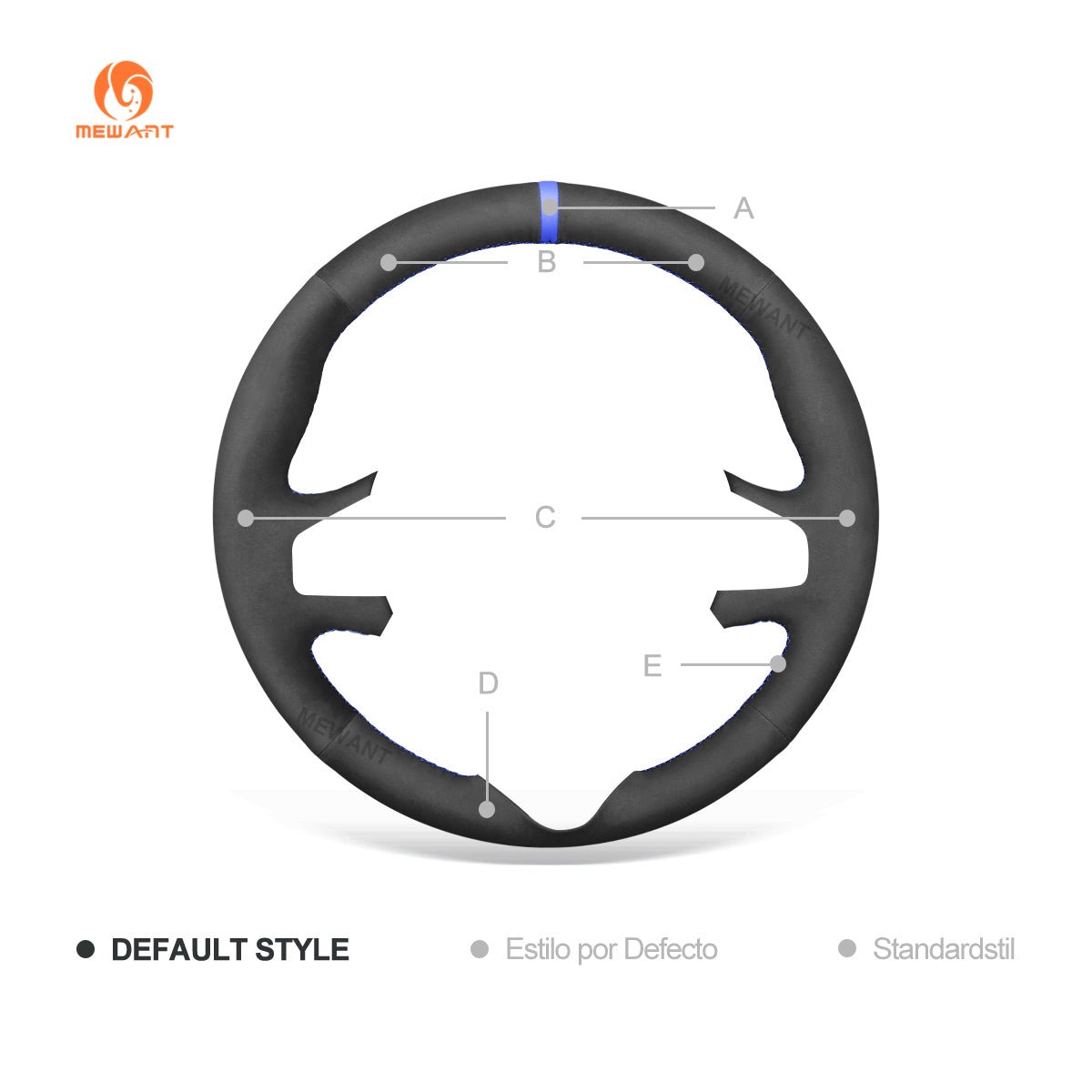 MEWANT Hand Stitch Black Suede Car Steering Wheel Cover for Renault Clio 4 IV 2012 - 2016 / Captur 2013 - 2016 - Alcantara, Leather, Carbon Fiber, Easy Install, Non - Slip, Best Steering Wheel Cover