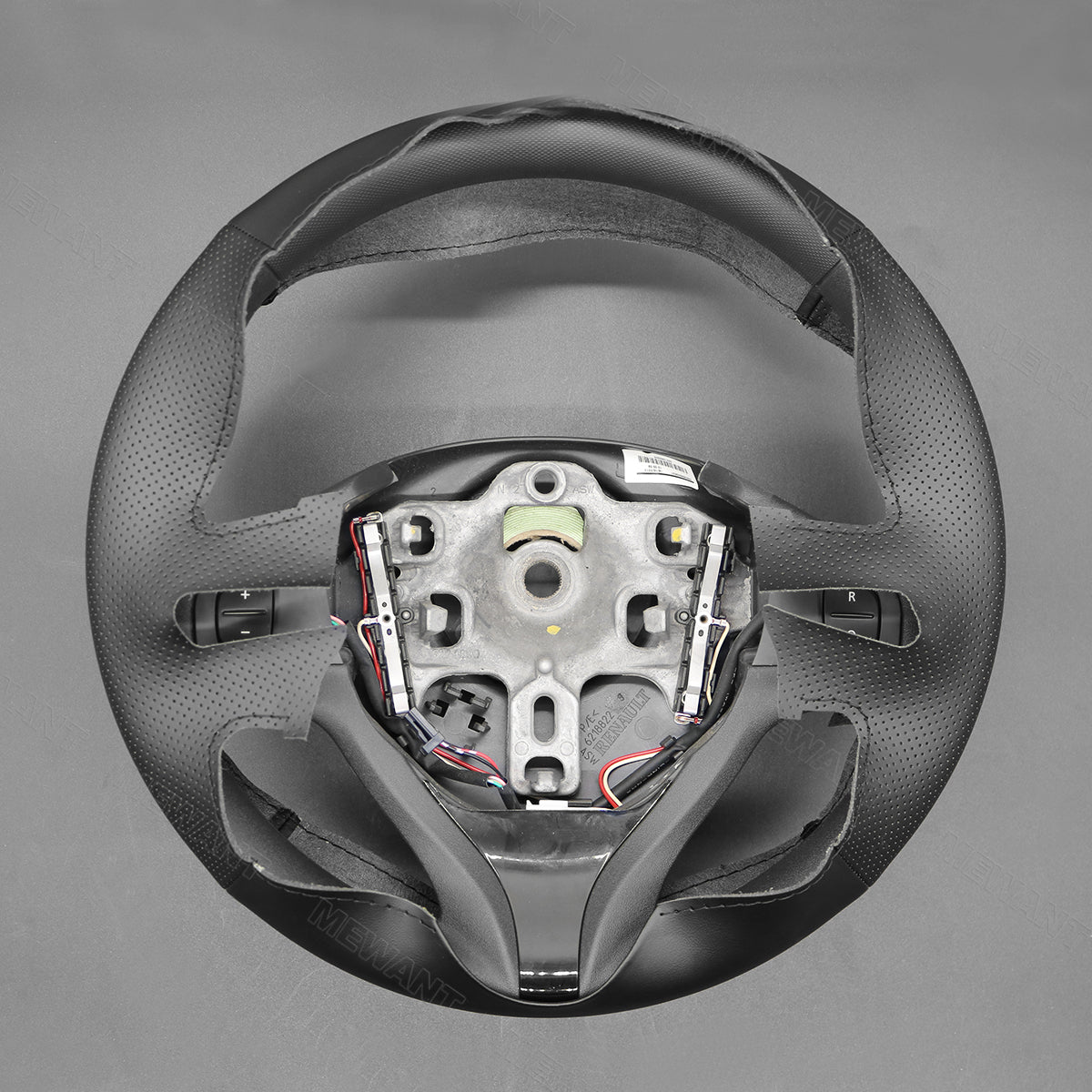 MEWANT Hand Stitch Black Suede Car Steering Wheel Cover for Renault Clio 4 IV 2012 - 2016 / Captur 2013 - 2016 - Alcantara, Leather, Carbon Fiber, Easy Install, Non - Slip, Best Steering Wheel Cover