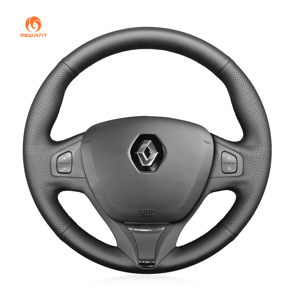 MEWANT Hand Stitch Black Suede Car Steering Wheel Cover for Renault Clio 4 IV 2012 - 2016 / Captur 2013 - 2016 - Alcantara, Leather, Carbon Fiber, Easy Install, Non - Slip, Best Steering Wheel Cover