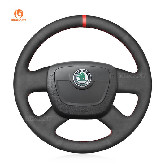 MEWANT Hand Stitch Black Suede Car Steering Wheel Cover for Skoda Octavia Citigo Roomster Fabia Superb Yeti - Mewant Cover