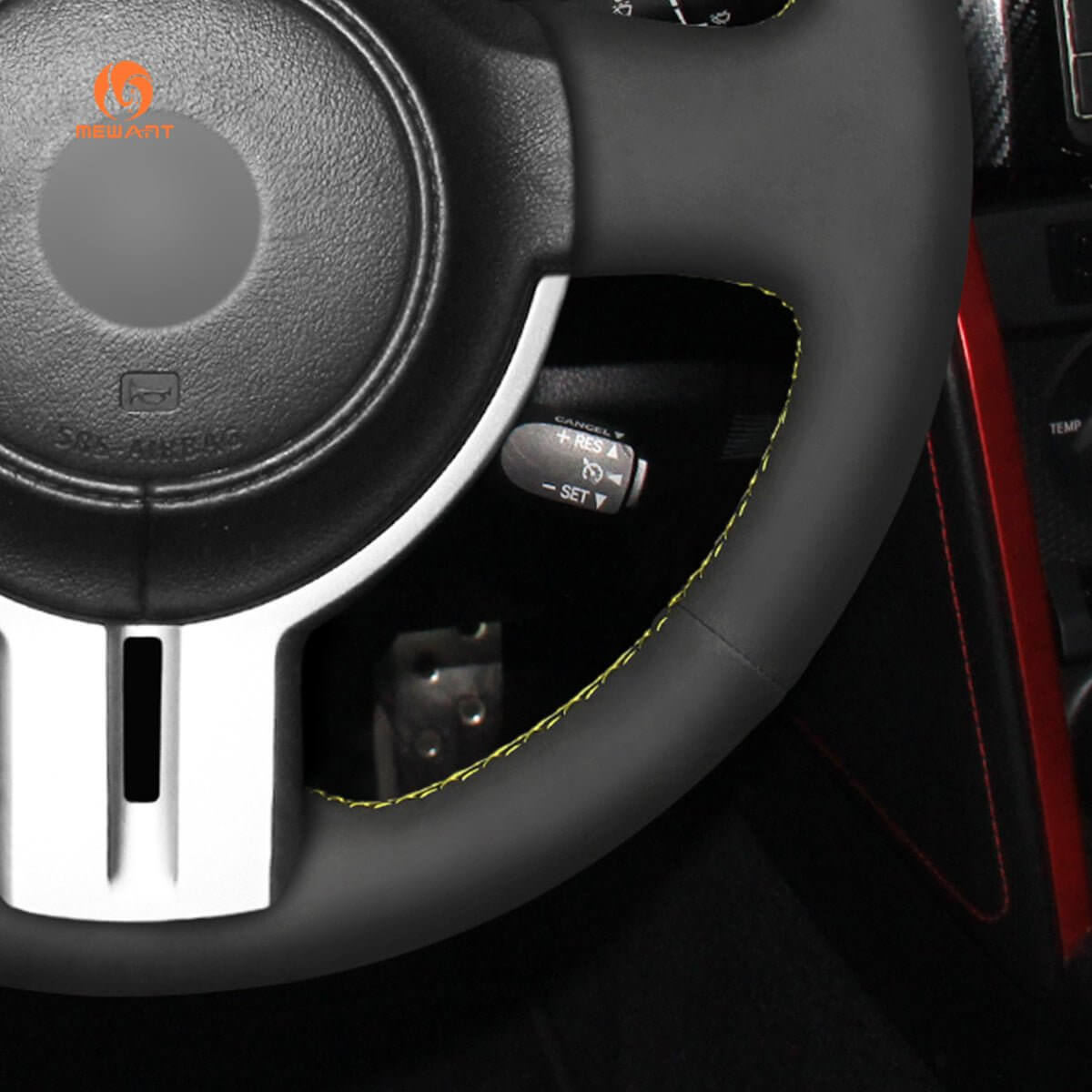 MEWANT Hand Stitch Black Suede Car Steering Wheel Cover for Toyota 86 2016 - 2020 - Alcantara, Leather, Carbon Fiber, Easy Install, Non - Slip, Best Steering Wheel Cover