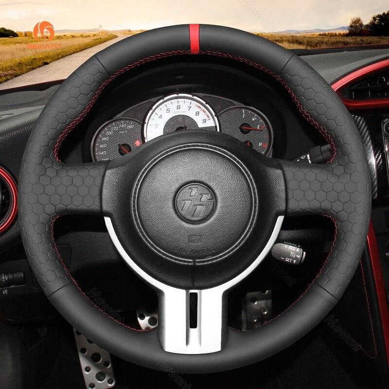 MEWANT Hand Stitch Black Suede Car Steering Wheel Cover for Toyota 86 2016 - 2020 - Alcantara, Leather, Carbon Fiber, Easy Install, Non - Slip, Best Steering Wheel Cover
