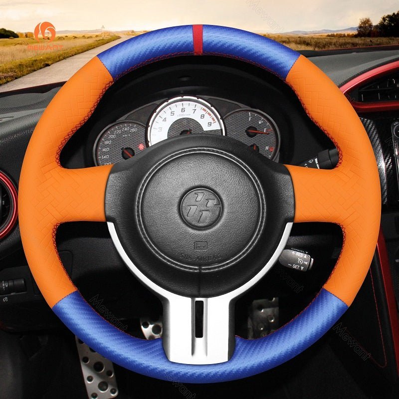 MEWANT Hand Stitch Black Suede Car Steering Wheel Cover for Toyota 86 2016 - 2020 - Alcantara, Leather, Carbon Fiber, Easy Install, Non - Slip, Best Steering Wheel Cover