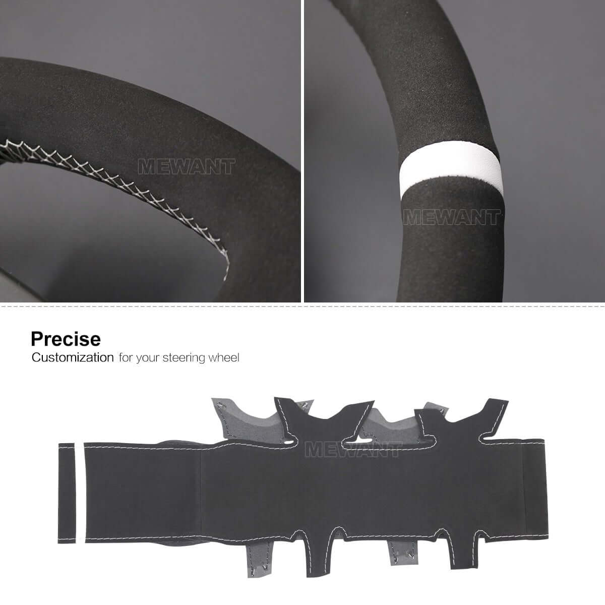 MEWANT Hand Stitch Black Suede Car Steering Wheel Cover for Toyota Avensis 2003 - 2008 - Alcantara, Leather, Carbon Fiber, Easy Install, Non - Slip, Best Steering Wheel Cover