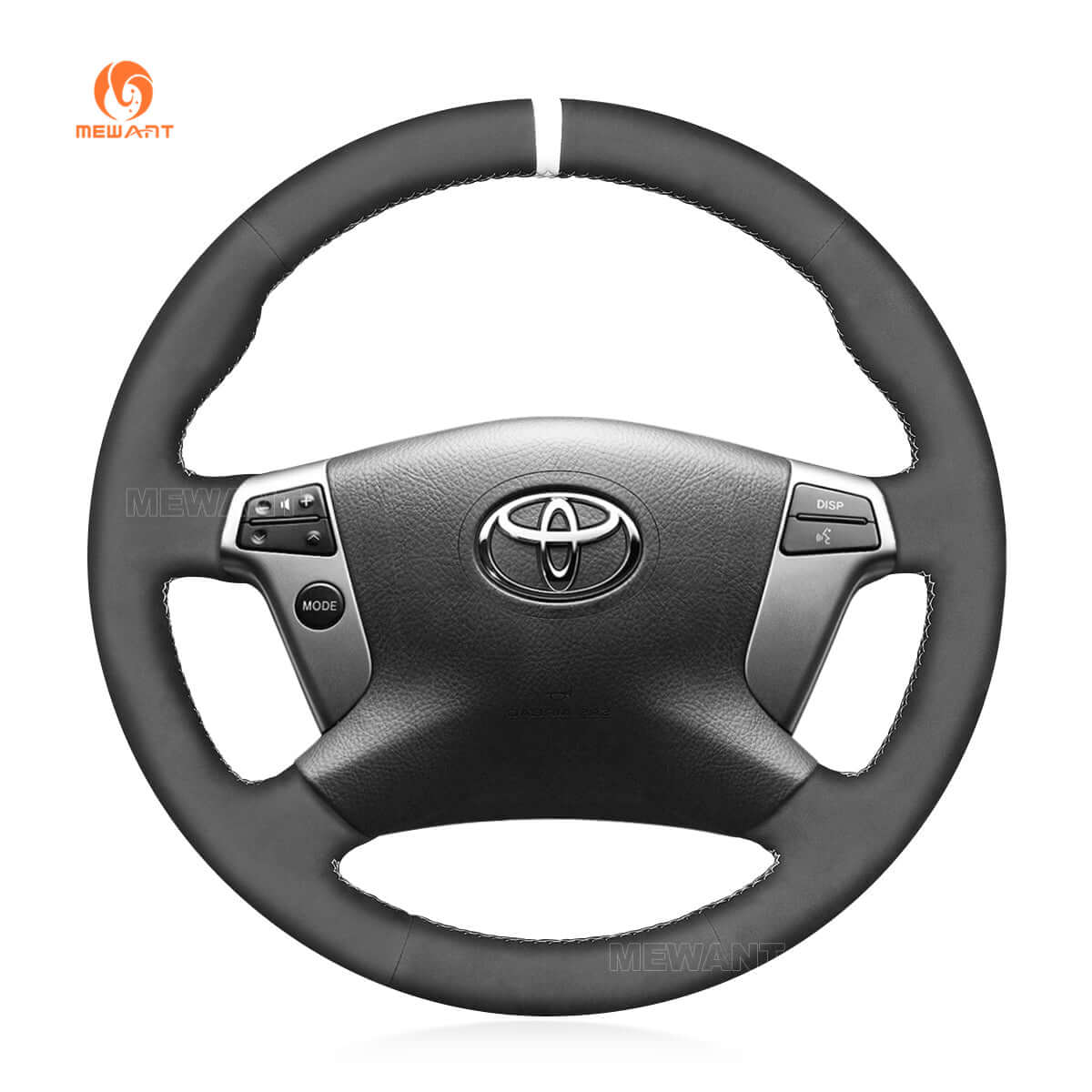 MEWANT Hand Stitch Black Suede Car Steering Wheel Cover for Toyota Avensis 2003 - 2008 - Alcantara, Leather, Carbon Fiber, Easy Install, Non - Slip, Best Steering Wheel Cover