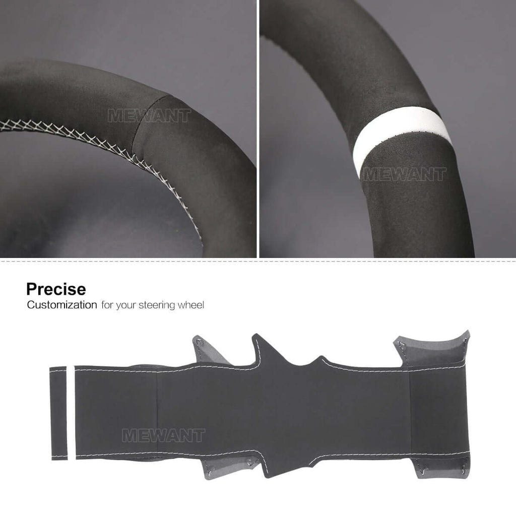 MEWANT Hand Stitch Black Suede Car Steering Wheel Cover for Toyota Corolla 2009 - 2012 / Blade 2007 - Alcantara, Leather, Carbon Fiber, Easy Install, Non - Slip, Best Steering Wheel Cover