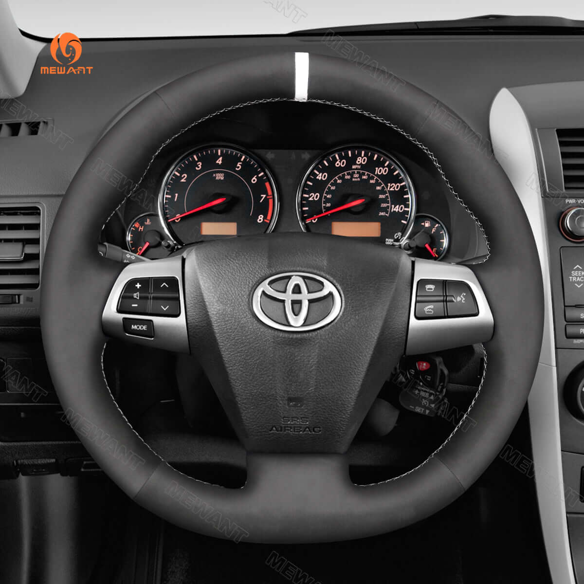 MEWANT Hand Stitch Black Suede Car Steering Wheel Cover for Toyota Corolla 2009 - 2012 / Blade 2007 - Alcantara, Leather, Carbon Fiber, Easy Install, Non - Slip, Best Steering Wheel Cover