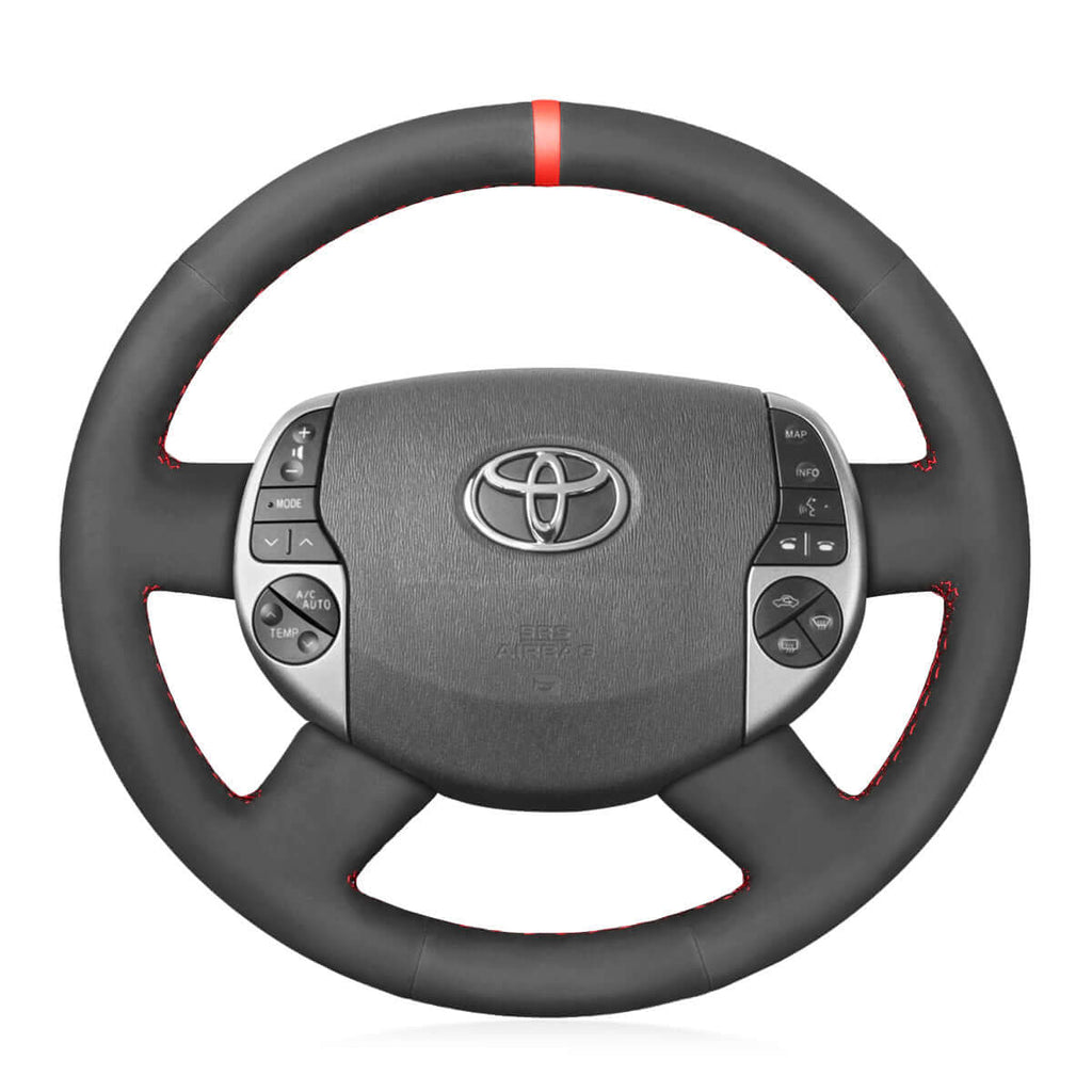 MEWANT Hand Stitch Black Suede Car Steering Wheel Cover for Toyota Prius 20(XW20) 2003 - 2009 / Raum 2 2003 - 2011 - Alcantara, Leather, Carbon Fiber, Easy Install, Non - Slip, Best Steering Wheel Cover