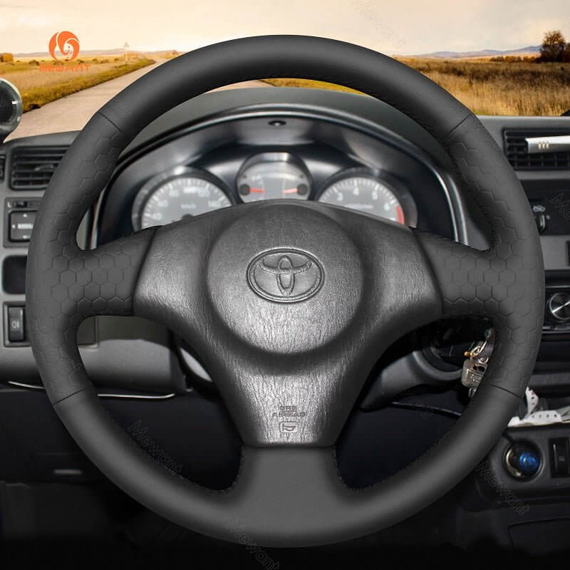 MEWANT Hand Stitch Black Suede Car Steering Wheel Cover for Toyota RAV4 Celica Matrix MR2 Supra Voltz Caldina MR - S Corolla Lexus IS 200 300 1996 - 2007 - Alcantara, Leather, Carbon Fiber, Easy Install, Non - Slip, Best Steering Wheel Cover