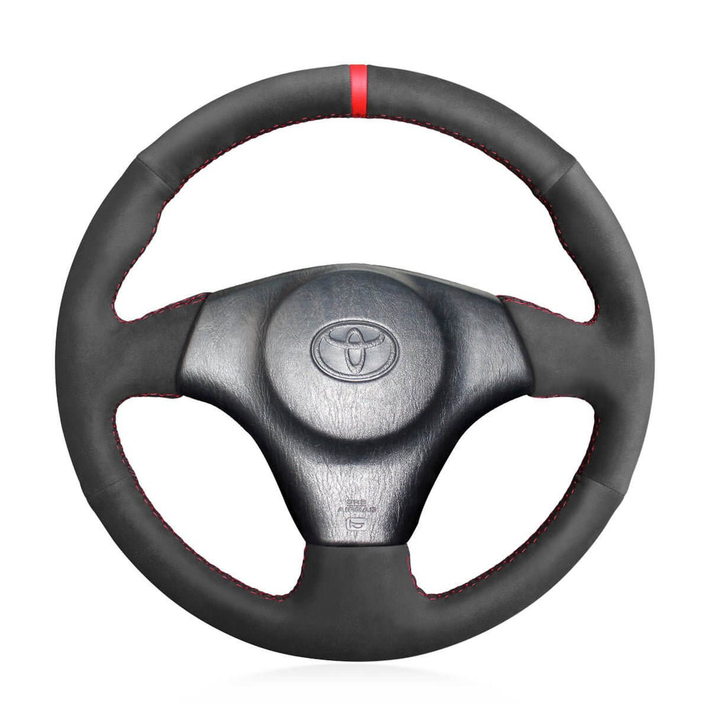 MEWANT Hand Stitch Black Suede Car Steering Wheel Cover for Toyota RAV4 Celica Matrix MR2 Supra Voltz Caldina MR - S Corolla Lexus IS 200 300 1996 - 2007 - Alcantara, Leather, Carbon Fiber, Easy Install, Non - Slip, Best Steering Wheel Cover