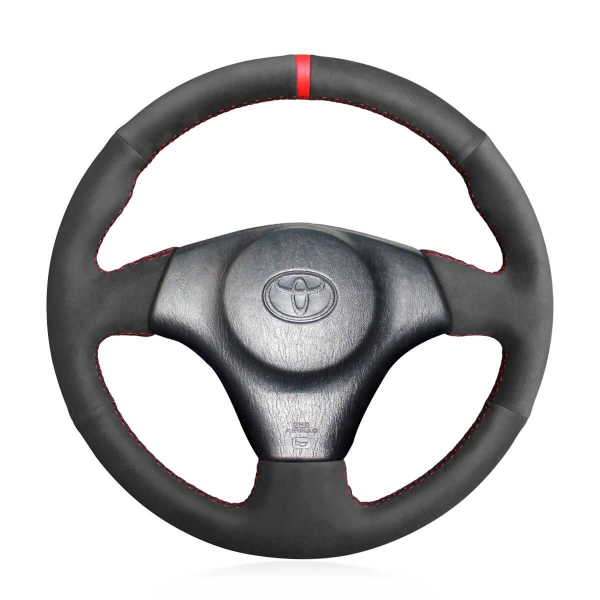 MEWANT Hand Stitch Black Suede Car Steering Wheel Cover for Toyota RAV4 Celica Matrix MR2 Supra Voltz Caldina MR - S Corolla Lexus IS 200 300 1996 - 2007 - Alcantara, Leather, Carbon Fiber, Easy Install, Non - Slip, Best Steering Wheel Cover