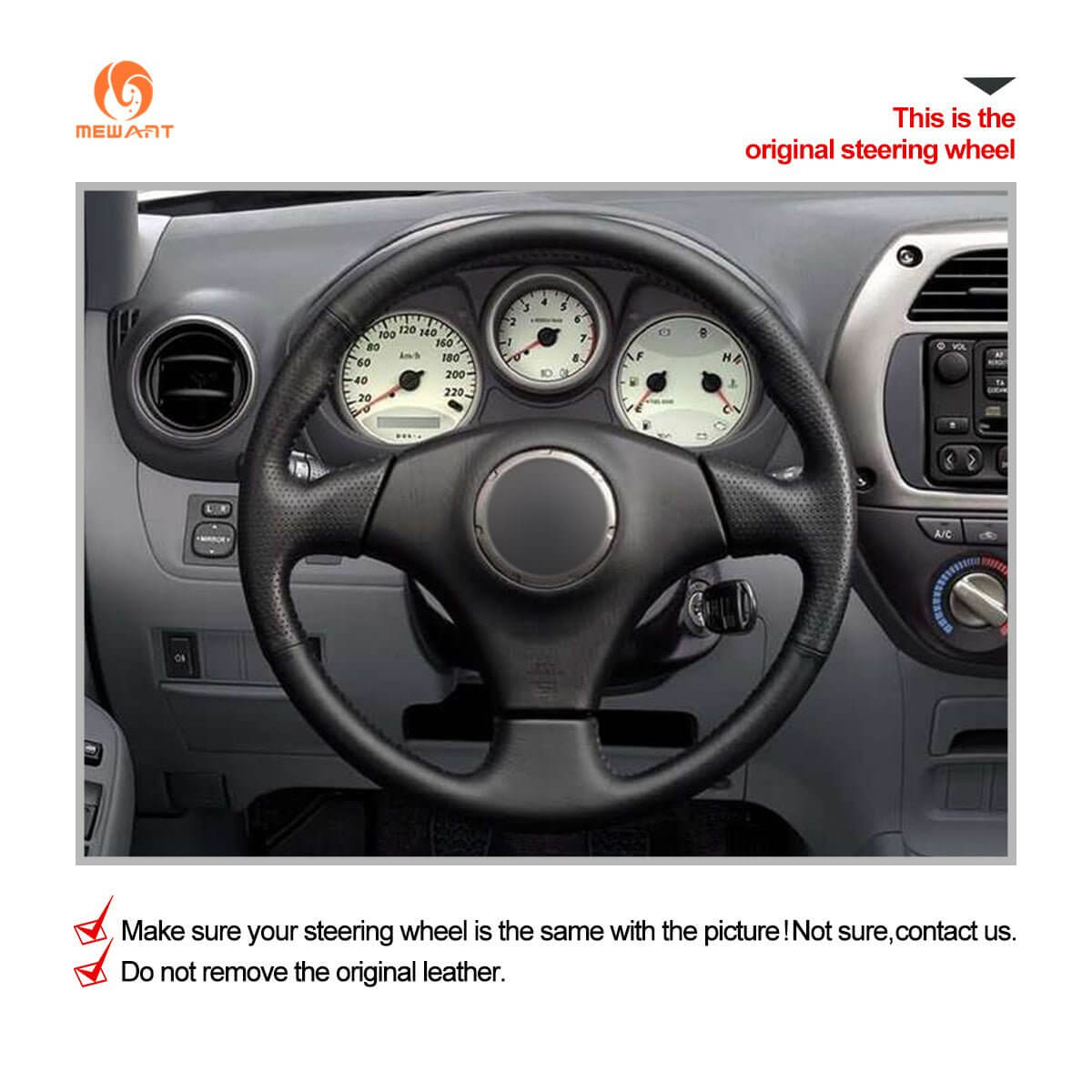 MEWANT Hand Stitch Black Suede Car Steering Wheel Cover for Toyota RAV4 Celica Matrix MR2 Supra Voltz Caldina MR - S Corolla Lexus IS 200 300 1996 - 2007 - Alcantara, Leather, Carbon Fiber, Easy Install, Non - Slip, Best Steering Wheel Cover