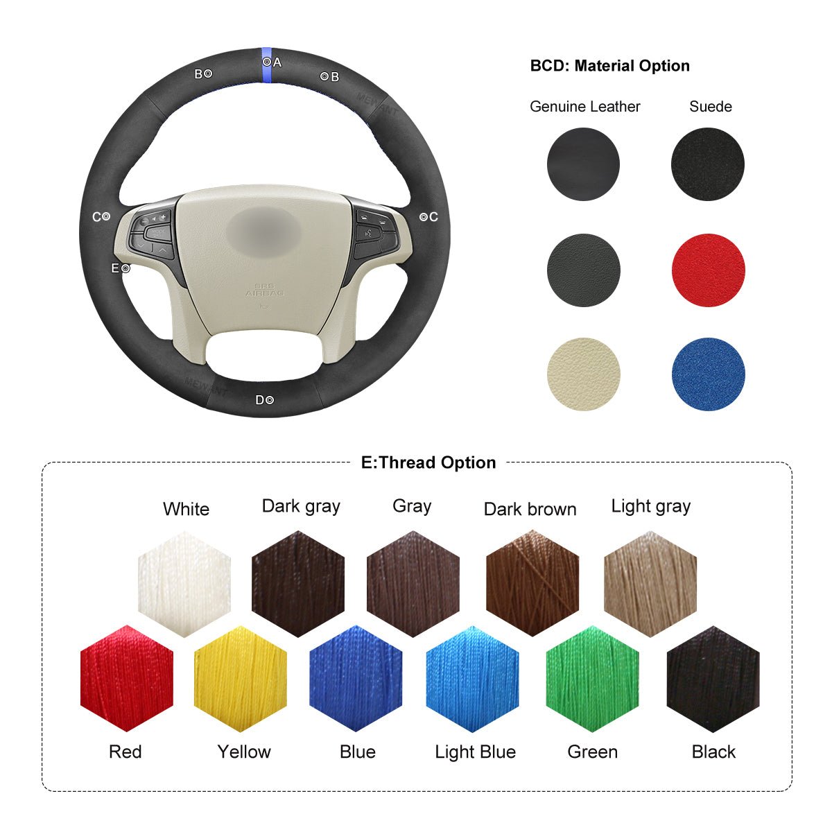 MEWANT Hand Stitch Black Suede Car Steering Wheel Cover for Toyota Sienna 2010 - 2014 - Mewant Cover