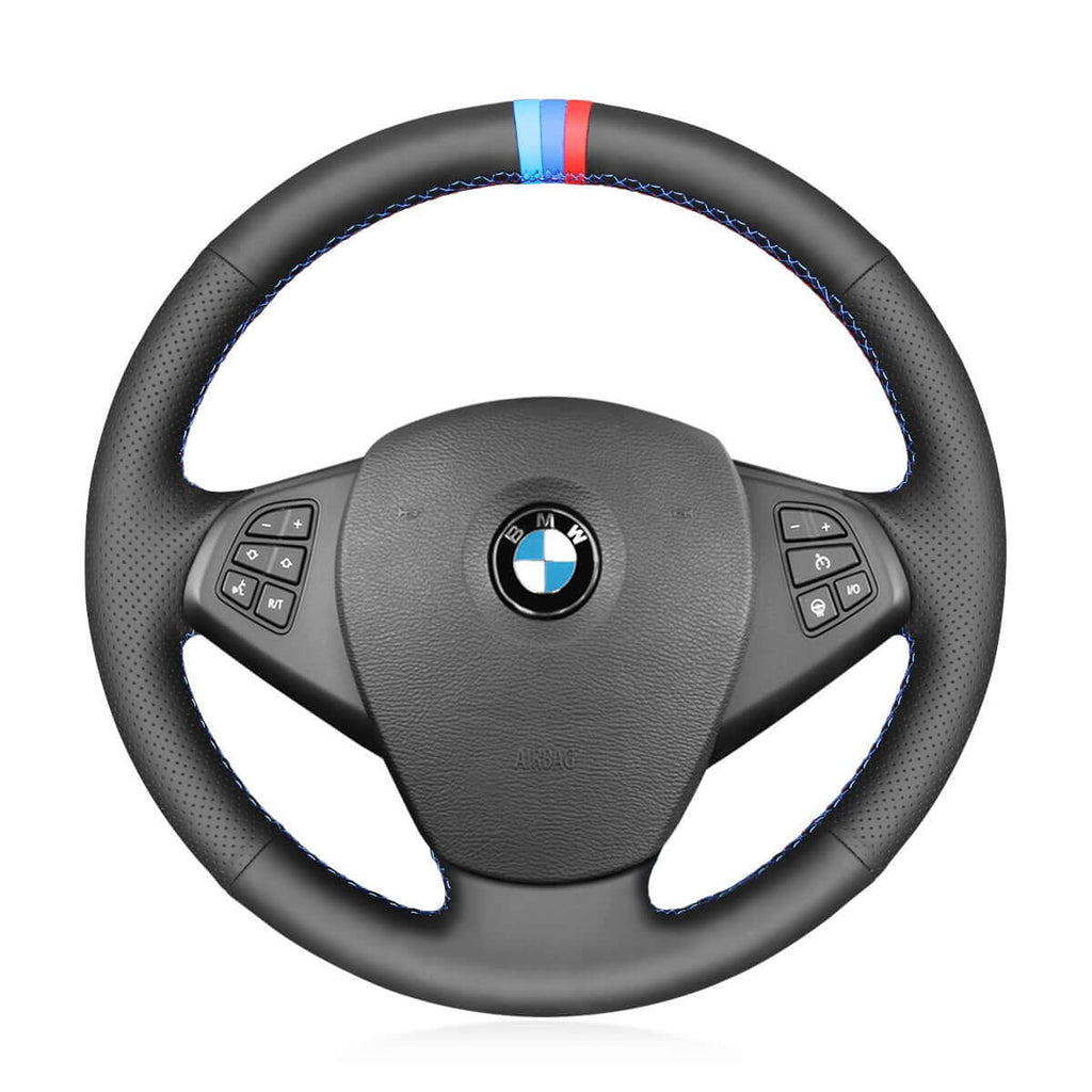 MEWANT Hand Stitch Black Suede Carbon Fiber Car Steering Wheel Cover for BMW X3 E83 2005 - 2010 - Alcantara, Leather, Carbon Fiber, Easy Install, Non - Slip, Best Steering Wheel Cover