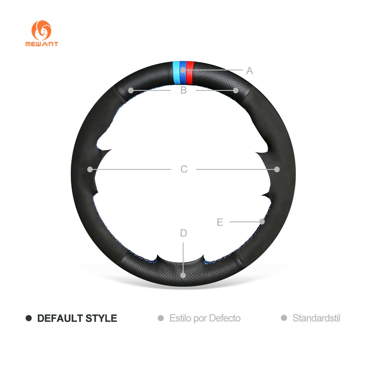 MEWANT Hand Stitch Black Suede Leather Car Steering Wheel Cover for BMW 1 Series E81 E82 E87 E88 2008 - 2012 / 3 Series E90 E91 E92 E93 2006 - 2011 - Alcantara, Leather, Carbon Fiber, Easy Install, Non - Slip, Best Steering Wheel Cover