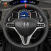 MEWANT Hand Stitch Black Suede Leather Car Steering Wheel Cover for Honda Civic 8 2006 - 2011 / for Acura CSX 2006 - 2011 / Civic Type R 2006 - 2011 - Alcantara, Leather, Carbon Fiber, Easy Install, Non - Slip, Best Steering Wheel Cover